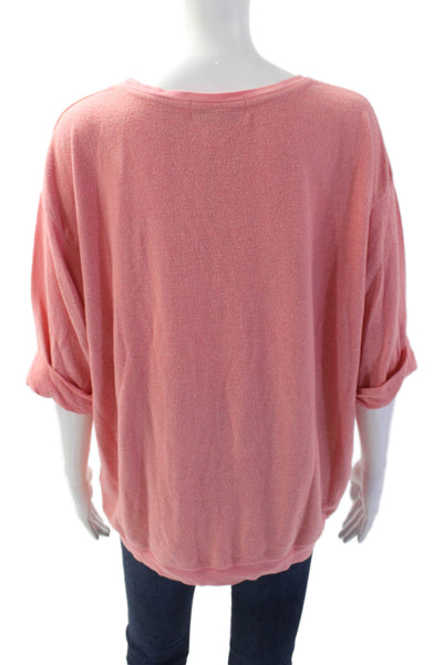 Wildfox Womens Pink Pullover Sweatshirt Animal Graphic Round Neck Size S
