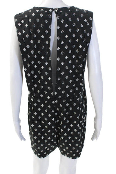 Free People Women Black Geometric Linen Rayon Jumpsuit Sleeveless Size S