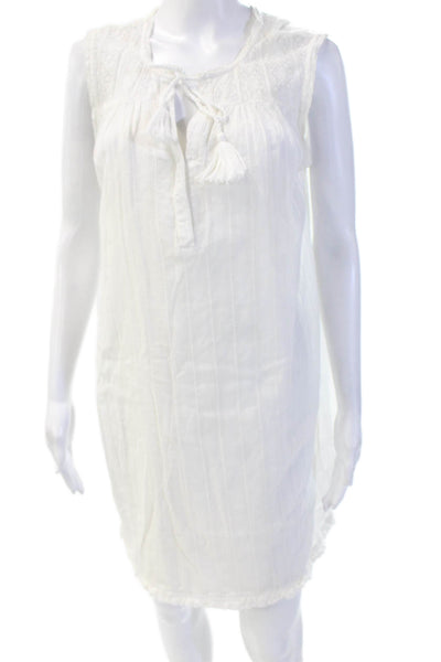 Michael Stars, Women A-Line Dress White Scoop Neck Sleeveless Cotton Size M