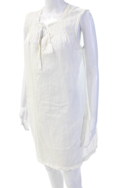 Michael Stars, Women A-Line Dress White Scoop Neck Sleeveless Cotton Size M