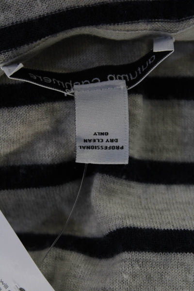 Autumn Cashmere Women Basic Striped Cotton T-Shirt 3/4 Sleeve Beige Size M