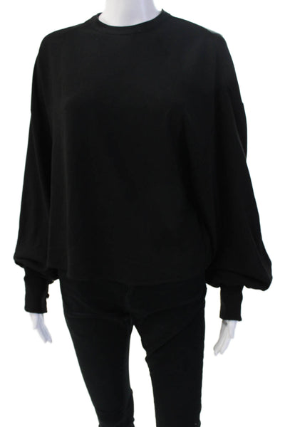 7 For All Mankind Women Pullover Sweatshirt Black Long Sleeve Crew Neck Size M