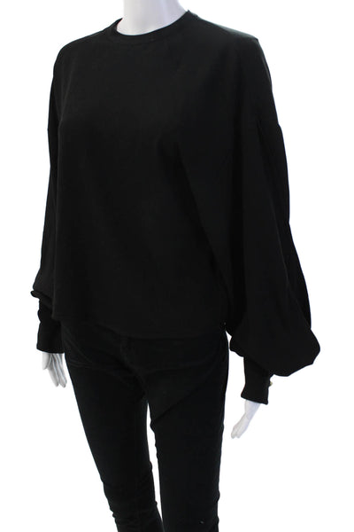 7 For All Mankind Women Pullover Sweatshirt Black Long Sleeve Crew Neck Size M