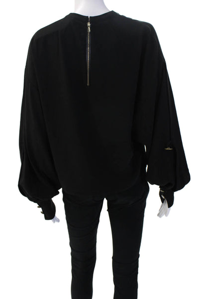 7 For All Mankind Women Pullover Sweatshirt Black Long Sleeve Crew Neck Size M