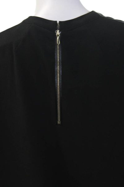 7 For All Mankind Women Pullover Sweatshirt Black Long Sleeve Crew Neck Size M