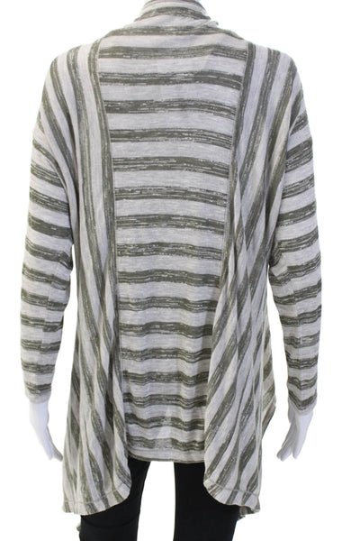 Max Studio Women Striped Gray Cardigan Long Sleeve Size M