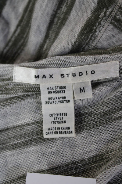 Max Studio Women Striped Gray Cardigan Long Sleeve Size M
