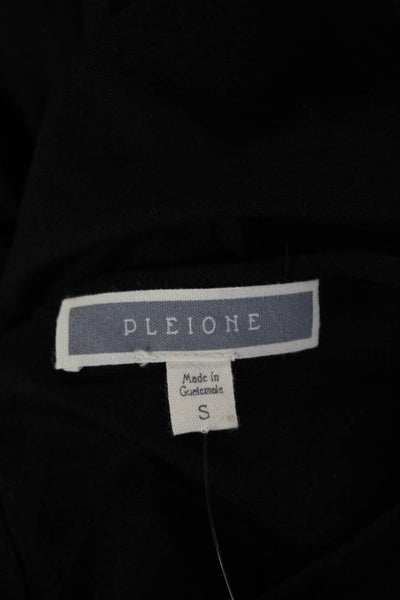 Pleione Women Bohemian Black Color Block Long Sleeve Round Neck Blouse Size S