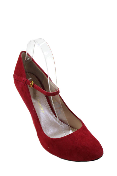 Jean Michel Cazabat Womens Suede Strap Detail Wedge Heels Red Size 8.5