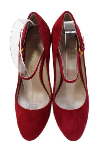 Jean Michel Cazabat Womens Suede Strap Detail Wedge Heels Red Size 8.5