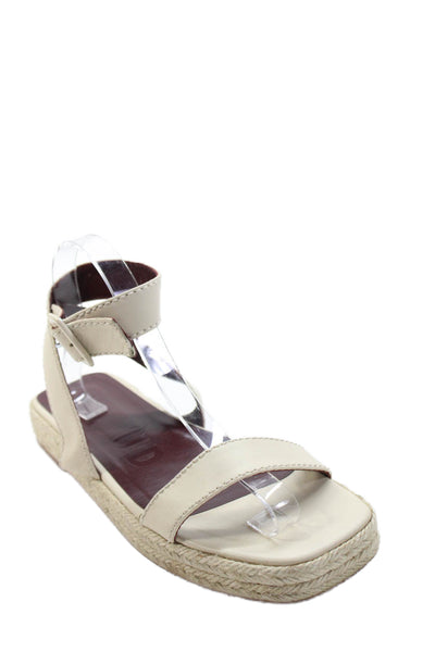 Staud Womens Espadrille Detail Square Toe Ankle Strap Sandals White Size 9