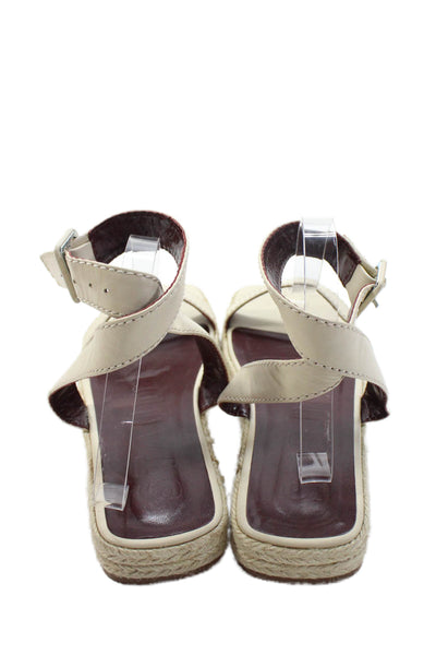 Staud Womens Espadrille Detail Square Toe Ankle Strap Sandals White Size 9