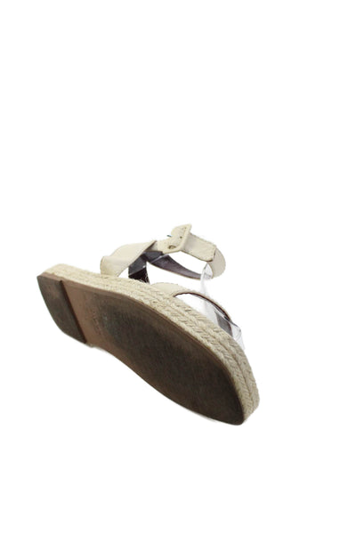 Staud Womens Espadrille Detail Square Toe Ankle Strap Sandals White Size 9