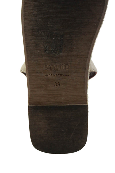 Staud Womens Espadrille Detail Square Toe Ankle Strap Sandals White Size 9