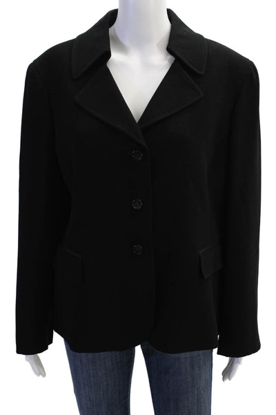 Ellen Tracy Women Classic Black Collared Button Blazer Long Sleeve Size 16
