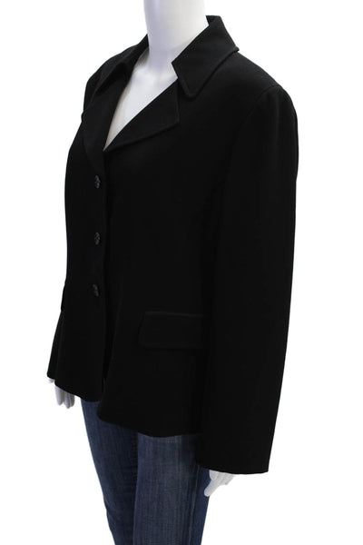Ellen Tracy Women Classic Black Collared Button Blazer Long Sleeve Size 16