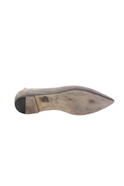 M.Gemi Women's Sacchetto Pointed Toe Suede Slip-On Flat Shoe Gray Size 40.5