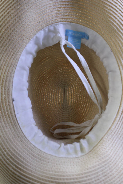 J. Mclaughlin Women's Straw Wide Brim Panama Hat Beige One Size