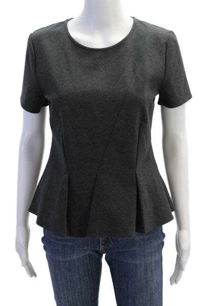 J Crew Womens Dark Gray Round Neck Short Sleeve Blouse Size S