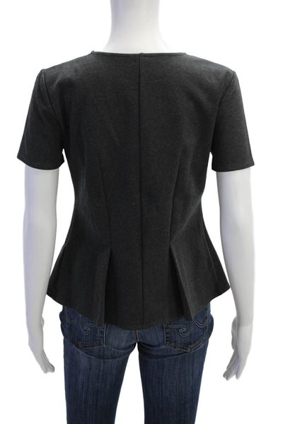 J Crew Womens Dark Gray Round Neck Short Sleeve Blouse Size S