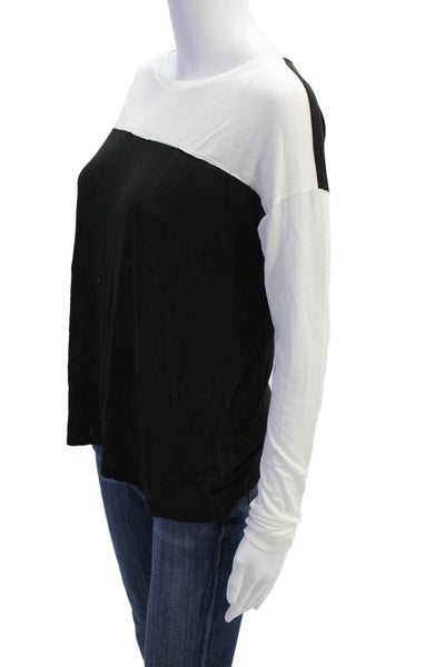 Vince Women Basic Black Silk Long Sleeve T-Shirt Size XS