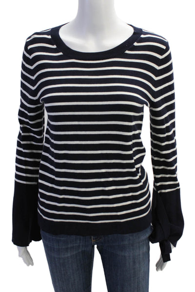 J Crew Womens Dark Blue Cotton Striped Crew Neck Pullover Size XS