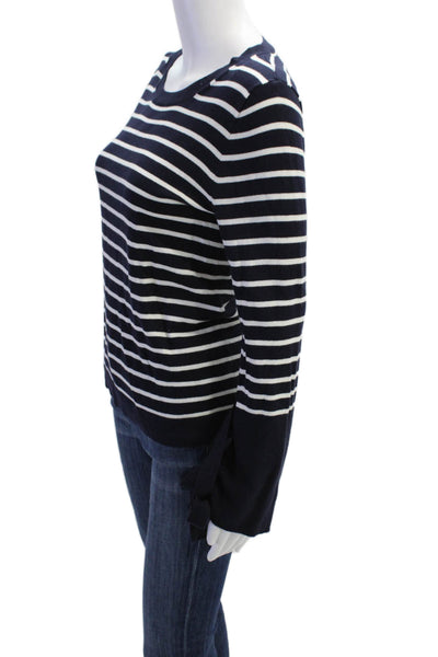 J Crew Womens Dark Blue Cotton Striped Crew Neck Pullover Size XS