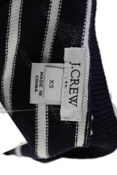 J Crew Womens Dark Blue Cotton Striped Crew Neck Pullover Size XS