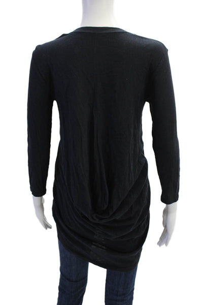 Theory Womens Black Cotton Tunic Round Neck 3/4 Sleeve Size S