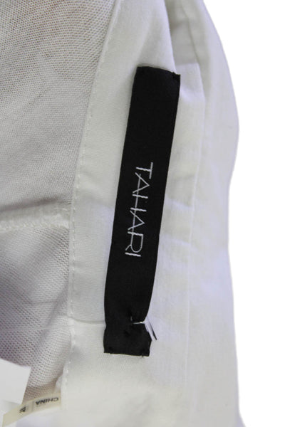 Tahari Women Collared Long Sleeve White Button-Up Blouse Size S