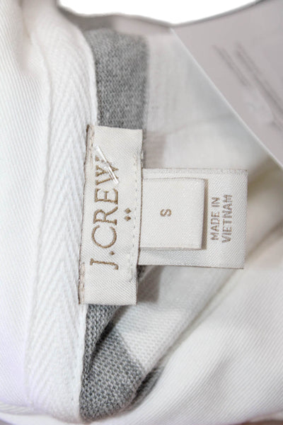 J Crew Women Striped 100% Cotton Collared Long Sleeve Polo Gray Size S