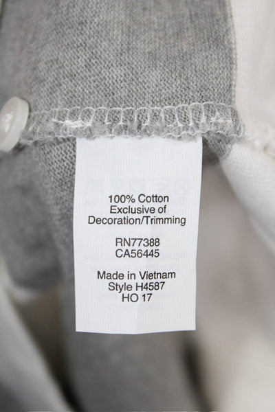 J Crew Women Striped 100% Cotton Collared Long Sleeve Polo Gray Size S