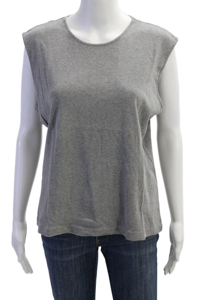 Banana Republic Women Gray Cotton Basic Jersey Tank Crew Neck Sleeveless Size XL