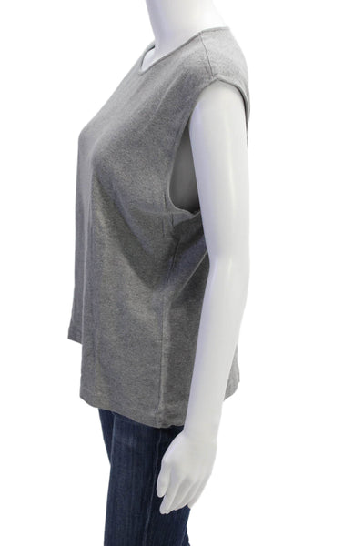 Banana Republic Women Gray Cotton Basic Jersey Tank Crew Neck Sleeveless Size XL