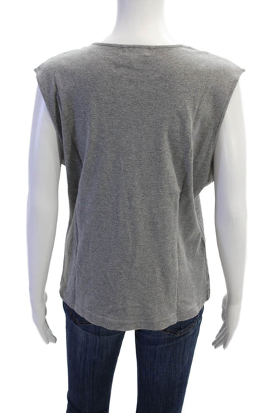 Banana Republic Women Gray Cotton Basic Jersey Tank Crew Neck Sleeveless Size XL