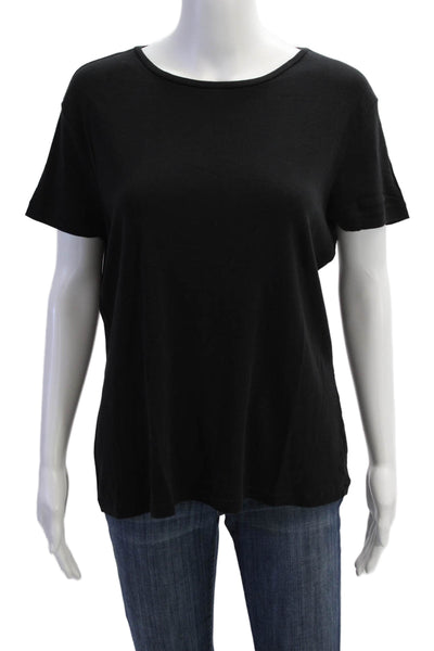 Talbots Women Black Jersey Pima Cotton Short Sleeve T-Shirt Size XL