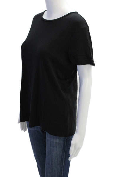 Talbots Women Black Jersey Pima Cotton Short Sleeve T-Shirt Size XL