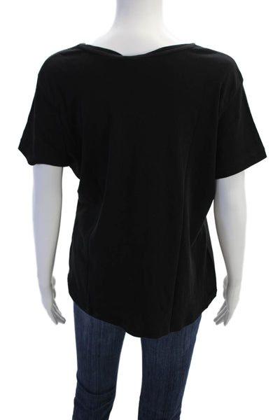 Talbots Women Black Jersey Pima Cotton Short Sleeve T-Shirt Size XL
