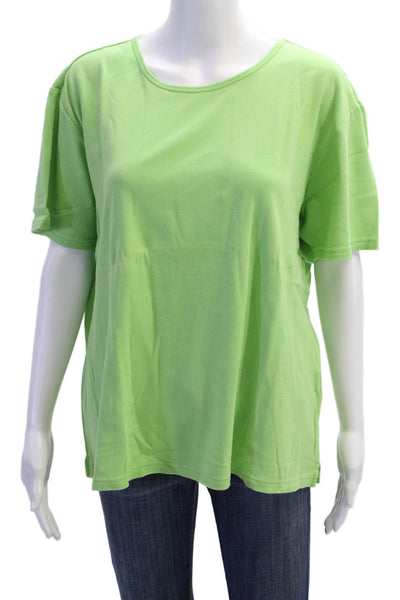 Talbots Women Green Cotton Basic Round Neck Short Sleeve T-Shirt Size XL