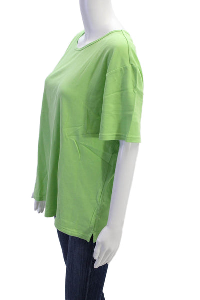 Talbots Women Green Cotton Basic Round Neck Short Sleeve T-Shirt Size XL