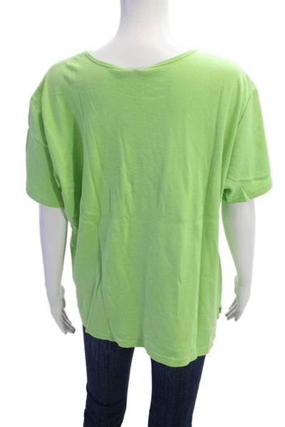 Talbots Women Green Cotton Basic Round Neck Short Sleeve T-Shirt Size XL