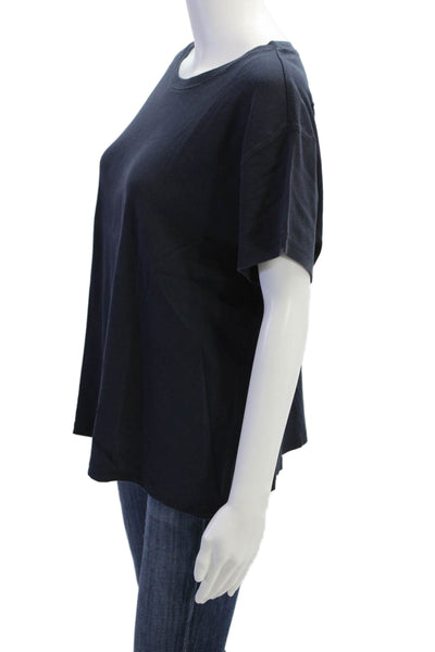 Talbots Women Dark Blue Pima Cotton Round Neck Short Sleeve T-Shirt Size XL
