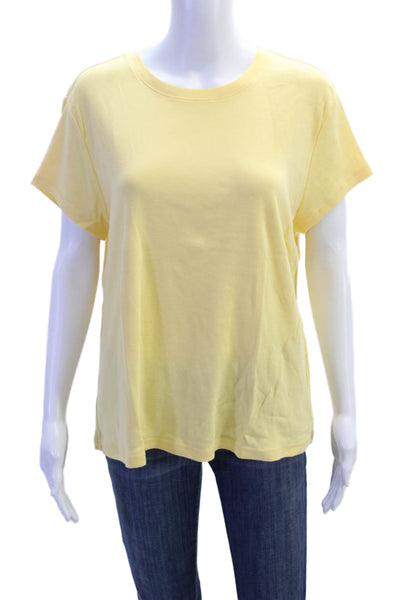 Talbots Women Basic Crew Neck Yellow Pima Cotton T-Shirt Size XL