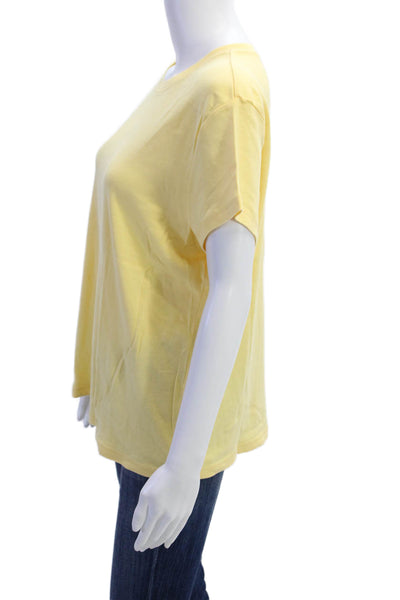 Talbots Women Basic Crew Neck Yellow Pima Cotton T-Shirt Size XL