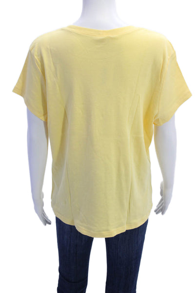 Talbots Women Basic Crew Neck Yellow Pima Cotton T-Shirt Size XL