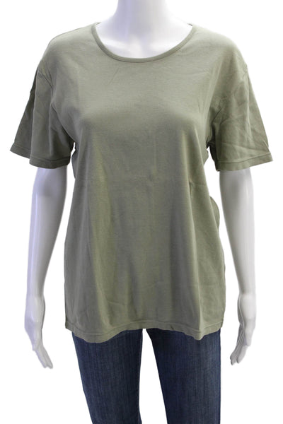 Banana Republic Women Green Cotton Short Sleeve T-Shirt Round Neck Size XL