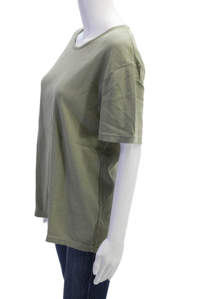 Banana Republic Women Green Cotton Short Sleeve T-Shirt Round Neck Size XL