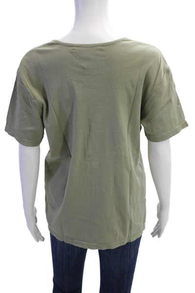 Banana Republic Women Green Cotton Short Sleeve T-Shirt Round Neck Size XL