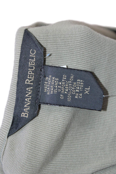 Banana Republic Women Green Cotton Short Sleeve T-Shirt Round Neck Size XL