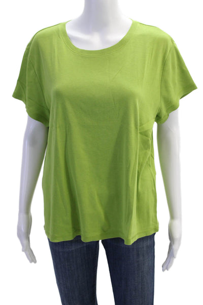 Talbots Women Basic Green Pima Cotton Round Neck Short Sleeve T-Shirt Size XL